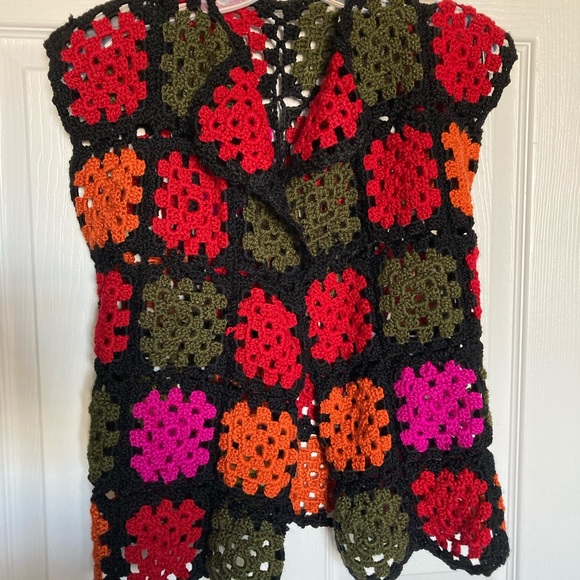 Granny Squares Vest, New,Hand Crocheted, Grannycore, Multi Coloured, Cottagecore - Picture 1 of 4
